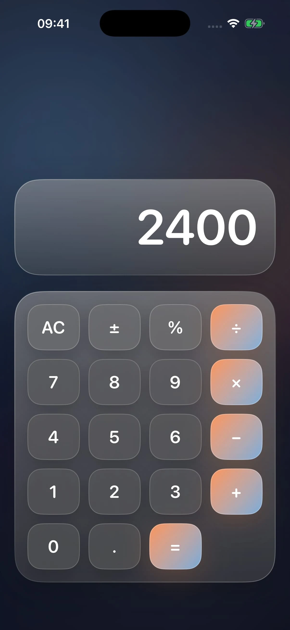 CalcVault calculator in dark appearance